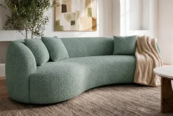 Organisches Sofa ATELIER 230cm salbei Bouclé 3-Sitzer Couch inkl. Kissen