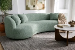 Organisches Sofa ATELIER 230cm salbei Bouclé 3-Sitzer Couch inkl. Kissen