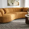 Organisches Sofa ATELIER 230cm senfgelb Samt 3-Sitzer Couch inkl. Kissen