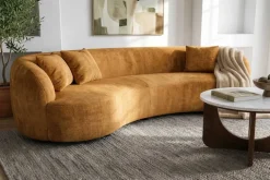 Organisches Sofa ATELIER 230cm senfgelb Samt 3-Sitzer Couch inkl. Kissen