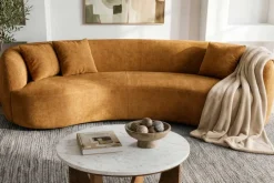 Organisches Sofa ATELIER 230cm senfgelb Samt 3-Sitzer Couch inkl. Kissen
