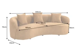 Organisches Sofa ATELIER 230cm senfgelb Samt 3-Sitzer Couch inkl. Kissen
