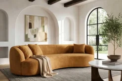Organisches Sofa ATELIER 230cm senfgelb Samt 3-Sitzer Couch inkl. Kissen