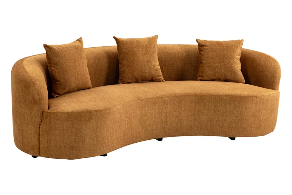 Organisches Sofa ATELIER 230cm senfgelb Samt 3-Sitzer Couch inkl. Kissen