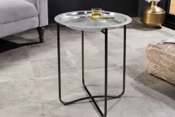 Orientalischer Beistelltisch CASABLANCA 50cm silber schwarz Tablett abnehmbar klappbar