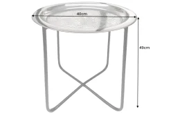 Orientalischer Beistelltisch CASABLANCA 50cm silber schwarz Tablett abnehmbar klappbar