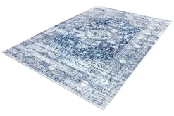 Orientalischer XXL Teppich OLD MARRAKESCH 350x240cm grau blau Flachgewebe