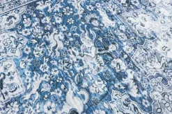 Orientalischer XXL Teppich OLD MARRAKESCH 350x240cm grau blau Flachgewebe