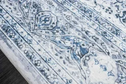 Orientalischer XXL Teppich OLD MARRAKESCH 350x240cm grau blau Flachgewebe