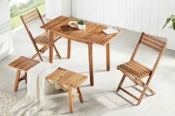 Outdoor Balkon Stuhl BALI natur honey Akazienholz klappbar wetterfest Gartenstuhl