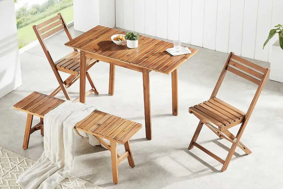 Outdoor Balkon Stuhl BALI natur honey Akazienholz klappbar wetterfest Gartenstuhl