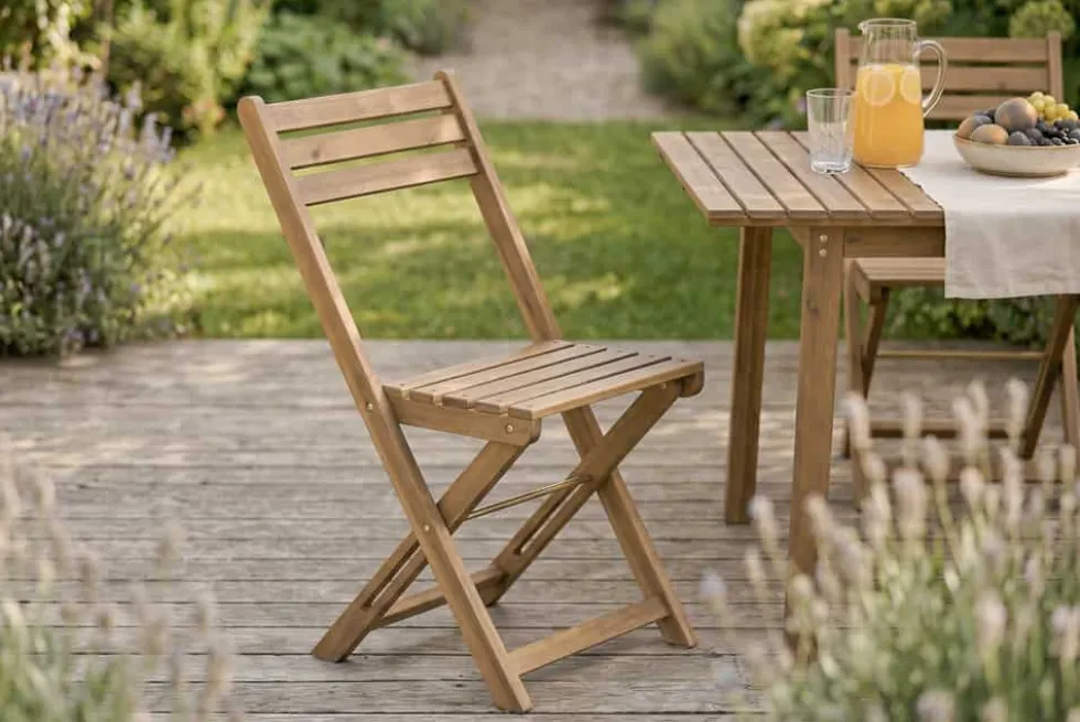 Outdoor Balkon Stuhl BALI natur honey Akazienholz klappbar wetterfest Gartenstuhl