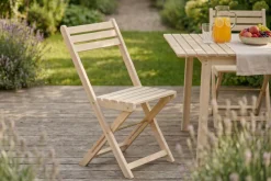 Outdoor Balkonstuhl BALI natur hell Akazienholz klappbar wetterfest Gartenstuhl