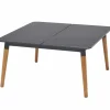 Outdoor Beistelltisch IPANEMA 80cm anthrazit Aluminium Teakholz wetterfest Gartentisch