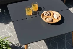 Outdoor Beistelltisch IPANEMA 80cm anthrazit Aluminium Teakholz wetterfest Gartentisch