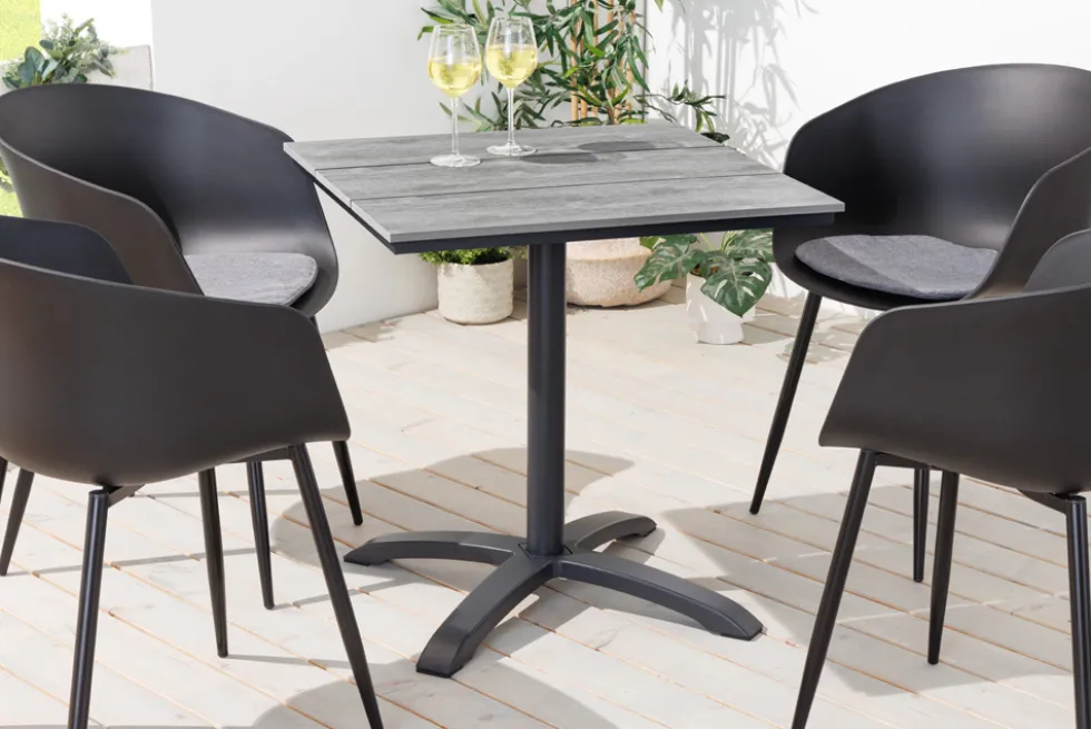 Outdoor Bistrotisch DESIGNO 70cm schwarz grau Aluminium wetterfest Gartentisch