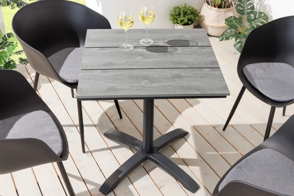 Outdoor Bistrotisch DESIGNO 70cm schwarz grau Aluminium wetterfest Gartentisch