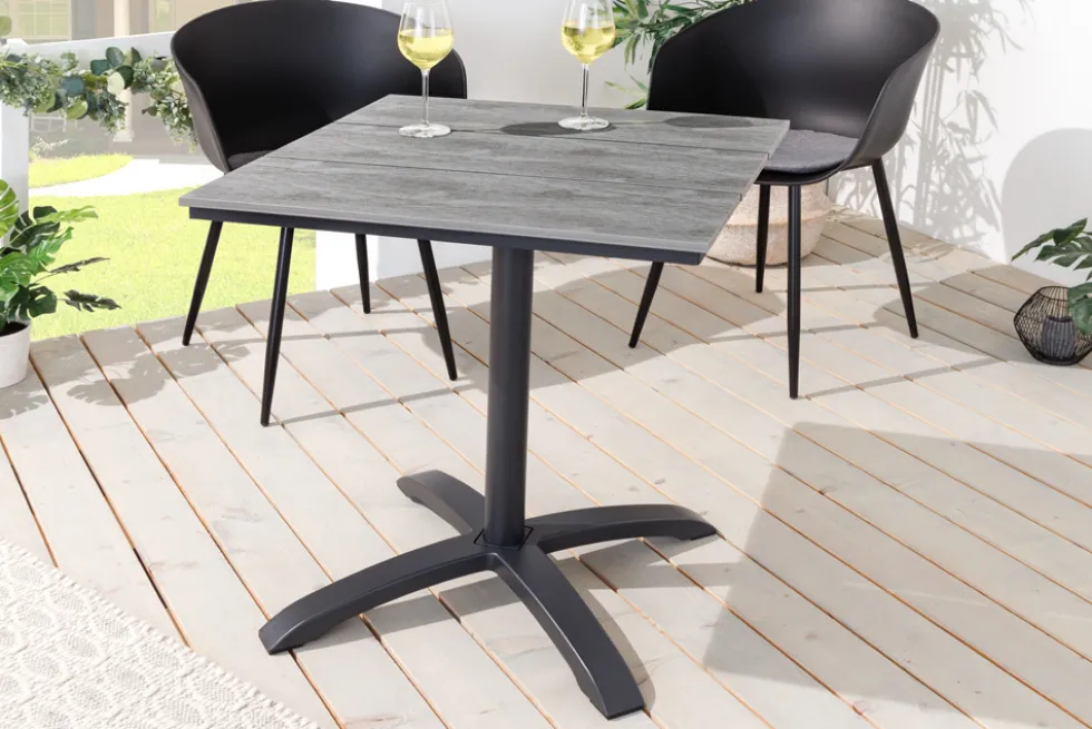 Outdoor Bistrotisch DESIGNO 70cm schwarz grau Aluminium wetterfest Gartentisch