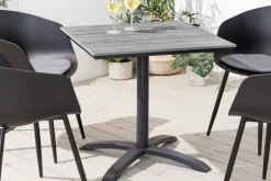 Outdoor Bistrotisch DESIGNO 70cm schwarz grau Aluminium wetterfest Gartentisch