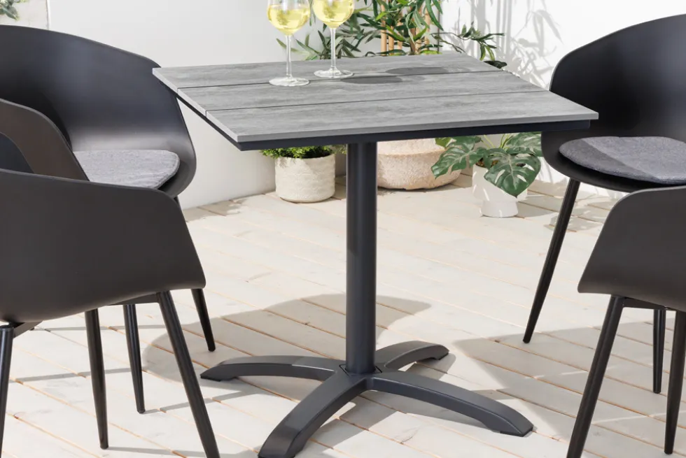 Outdoor Bistrotisch DESIGNO 70cm schwarz grau Aluminium wetterfest Gartentisch