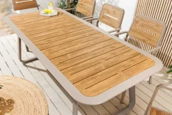 Outdoor Esstisch ORGANIC 200cm natur Kunststoff greige Aluminium Gartentisch wetterfest