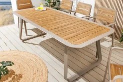 Outdoor Esstisch ORGANIC 200cm natur Kunststoff greige Aluminium Gartentisch wetterfest
