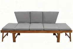 Outdoor Garten Sitzbank MODULAR 200cm natur grau Akazie mit Tisch inkl. Kissen klappbar