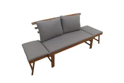 Outdoor Garten Sitzbank MODULAR 200cm natur grau Akazie inkl. Kissen klappbar