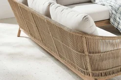 Outdoor Garten Sitzgruppe BALI ROPE 235cm beige natur Akazienholz Aluminium Kissen