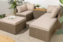 Outdoor Garten XXL Lounge-Set MONACO MODULAR 230cm natur beige Sitzecke inkl. Kissen und Tisch