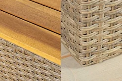 Outdoor Garten XXL Lounge-Set MONACO MODULAR 230cm natur beige Sitzecke inkl. Kissen und Tisch