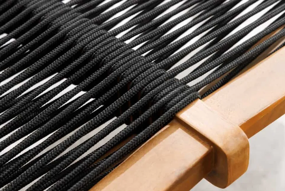 Outdoor Gartenbank BALI ROPE 120cm natur anthrazit Akazie 2-Sitzer