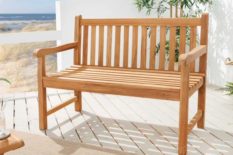 Outdoor Gartenbank EMPIRE TEAK 120cm natur Massivholz
