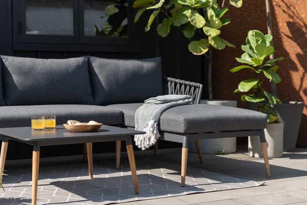 Outdoor Gartenlounge IPANEMA 240cm anthrazit Aluminium Teakholz wetterfest