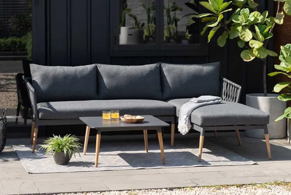 Outdoor Gartenlounge IPANEMA 240cm anthrazit Aluminium Teakholz wetterfest