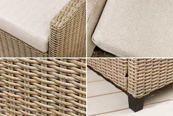 Outdoor Garten-Lounge MONACO 190cm natur Polyrattan Sitzecke inkl. Kissen wetterfest