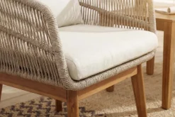 Outdoor Gartenlounge ROPE natur taupe Akazie 2er-Sitzgruppe inkl. Tisch und Kissen