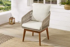 Outdoor Gartenlounge ROPE natur taupe Akazie 2er-Sitzgruppe inkl. Tisch und Kissen