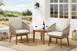 Outdoor Gartenlounge ROPE natur taupe Akazie 2er-Sitzgruppe inkl. Tisch und Kissen