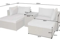 Outdoor Gartenlounge Set XXL MODULAR natur Polyrattan Sitzgruppe wetterfest inkl. Kissen