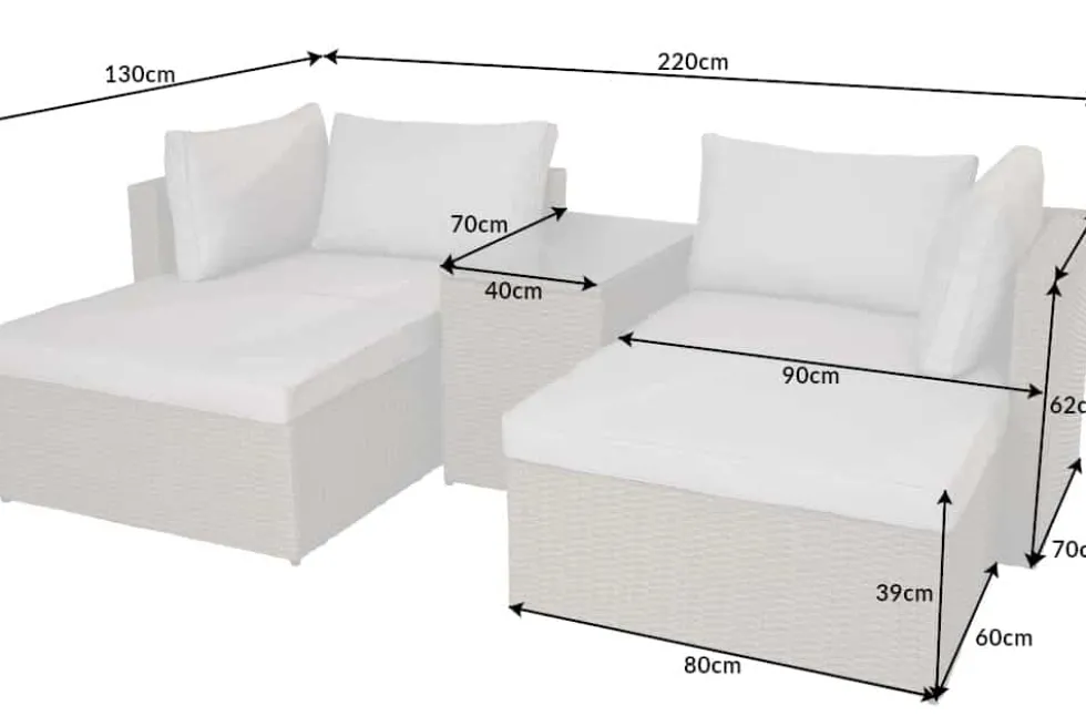 Outdoor Gartenlounge Set XXL MODULAR natur Polyrattan Sitzgruppe wetterfest inkl. Kissen