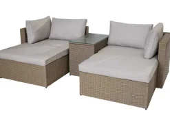Outdoor Gartenlounge Set XXL MODULAR natur Polyrattan Sitzgruppe wetterfest inkl. Kissen