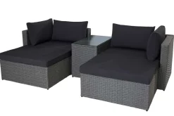Outdoor Gartenlounge Set XXL MODULAR grau Polyrattan Sitzgruppe wetterfest inkl. Kissen