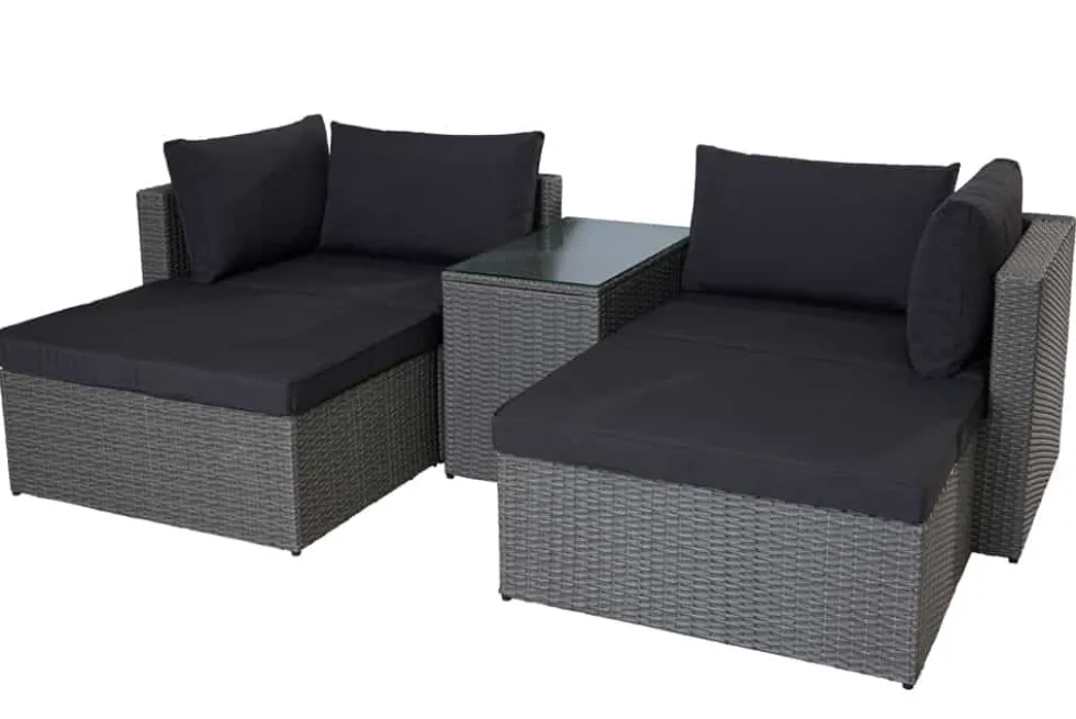 Outdoor Gartenlounge Set XXL MODULAR grau Polyrattan Sitzgruppe wetterfest inkl. Kissen