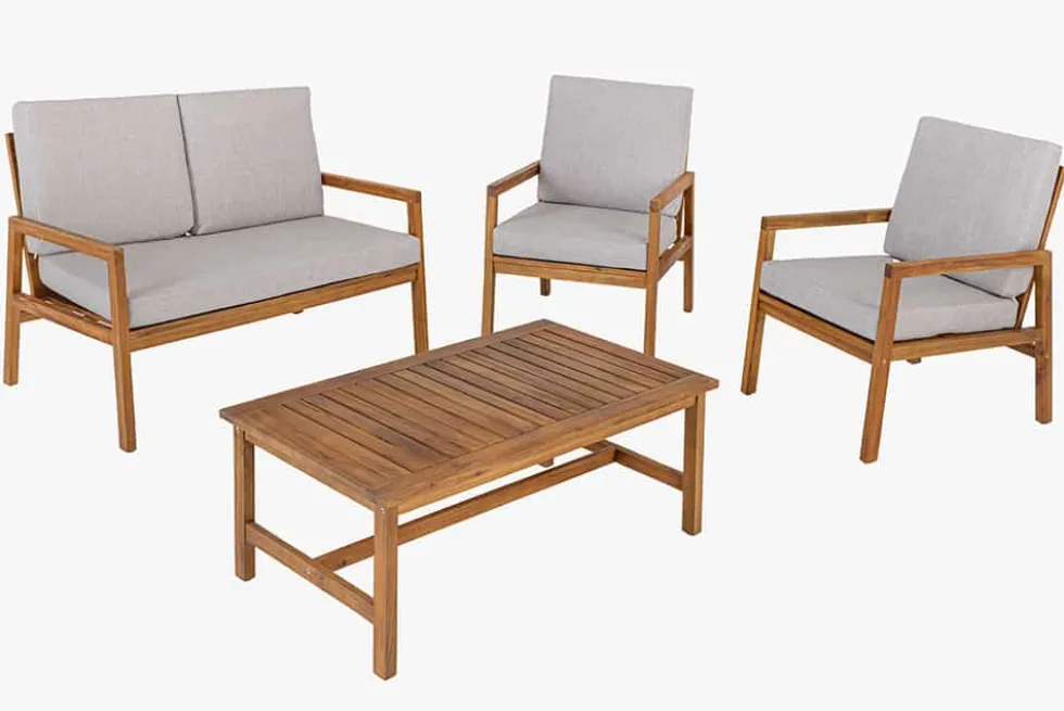 Outdoor Garten-Sitzgruppe BALI 110cm natur honey finish Akazie Massivholz wetterfest