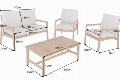 Outdoor Garten-Sitzgruppe BALI 110cm natur honey finish Akazie Massivholz wetterfest