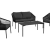 Outdoor Garten-Sitzgruppe AIRE ROPE anthrazit wetterfest inkl. Tisch und Kissen