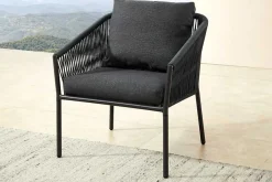 Outdoor Garten-Sitzgruppe AIRE ROPE anthrazit wetterfest inkl. Tisch und Kissen