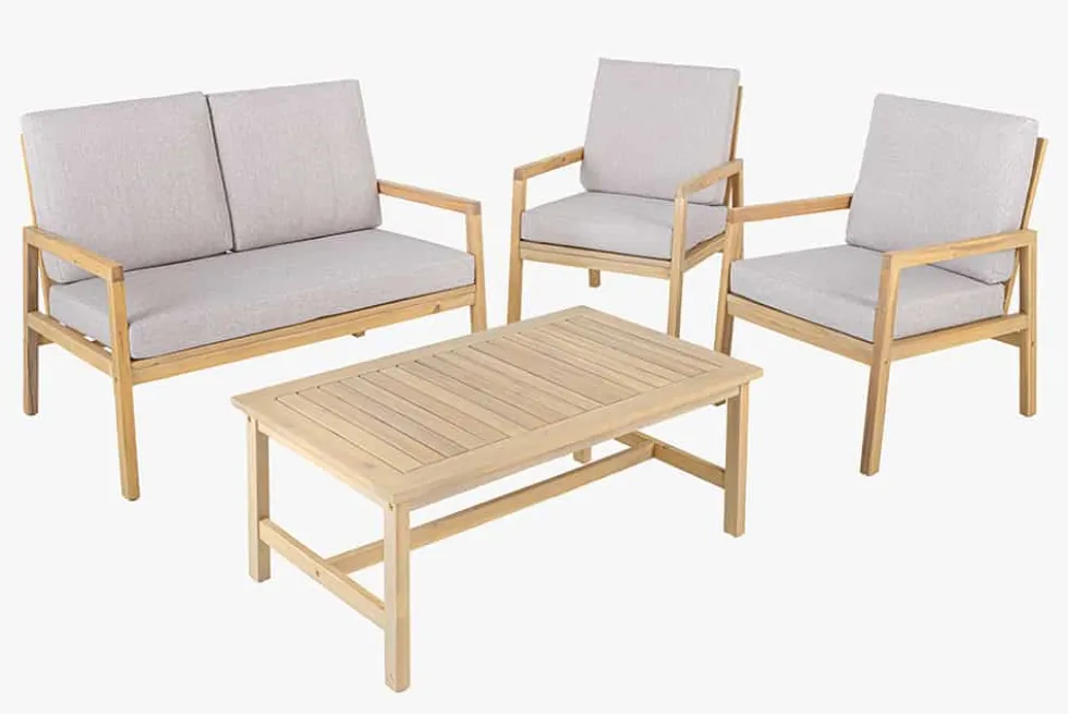 Outdoor Garten-Sitzgruppe BALI 110cm natur beige Akazie Massivholz wetterfest