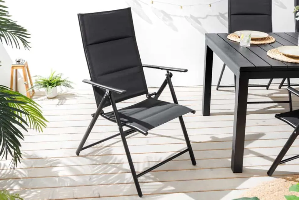 Outdoor Gartenstuhl COMFORT LINE anthrazit zusammenklappbar wetterfest Hochlehner